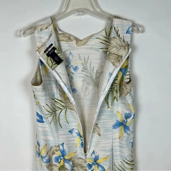 100% Silk Hawaiian Floral Sleeveless Dress Tropical Coastal Grandma 12 Cruise - Picture 8 of 10